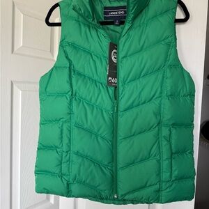 Lands' End Kelly Green Quilted Down-Style Vest